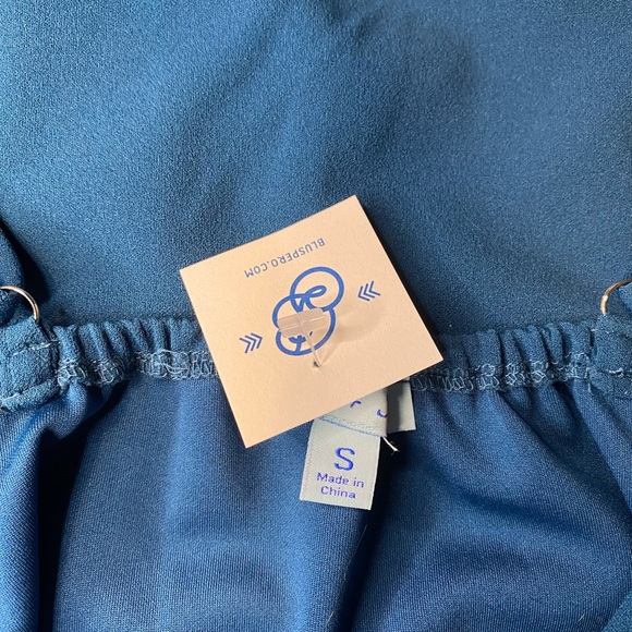 NWT Blu Spero She Sky Teal Asymmetrical Cocktail Dress - Picture 9 of 10